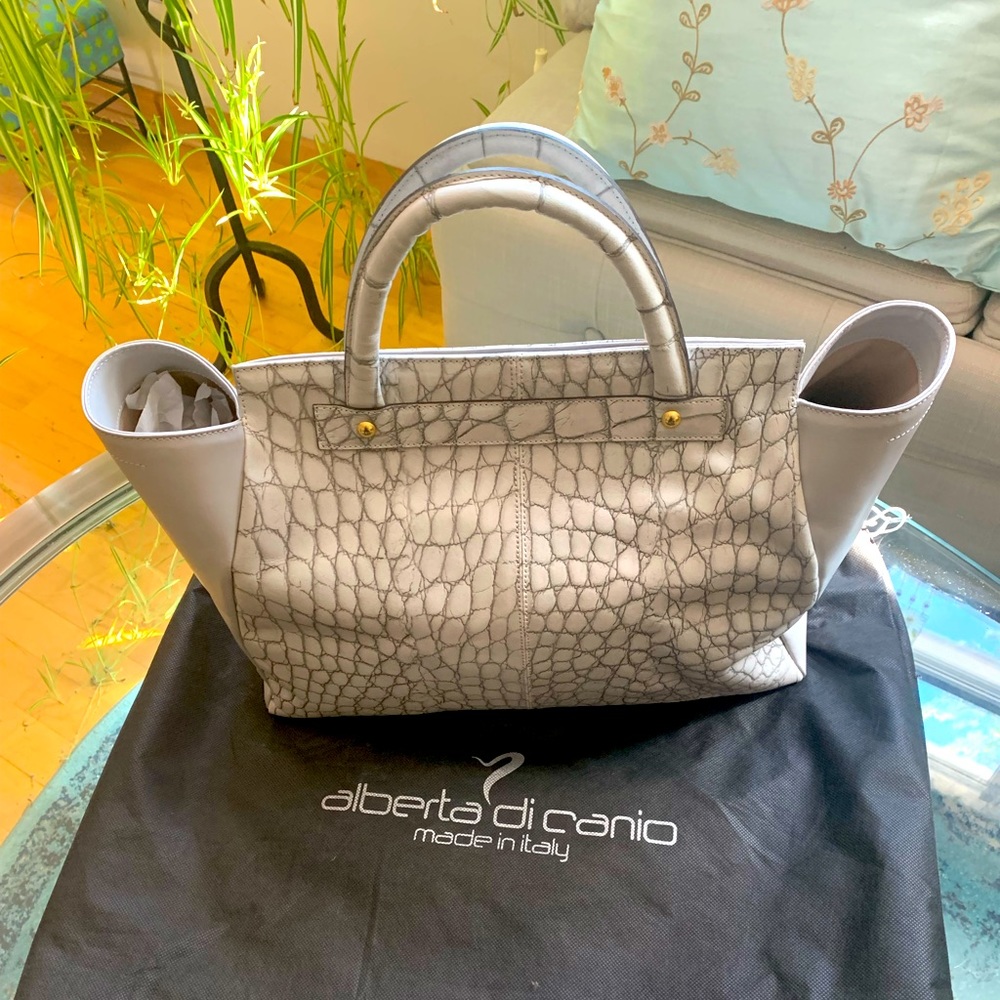 ✨Alberta Dicanio✨ Croc, Gray Italian Leather Handbag W/Dusk Bag